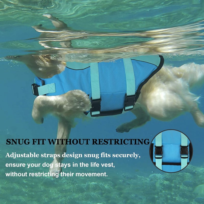 Dogcheer Dog Life Jacket, Cute Shark Dog Life Vest for Swimming Boating with Superior Buoyancy and Rescue Handle, Adjustable Puppy Swim Floating Vest for Small Medium Large Dogs(Pool Blue, XL) - Image 3